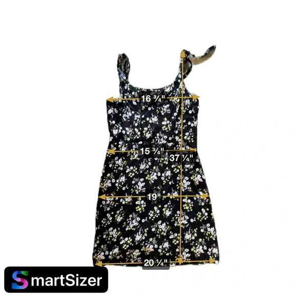 Smocked Tie Shoulder Dainty Ditsy Floral Midi Dress Large Cottagecore Picnic - Picture 9 of 10